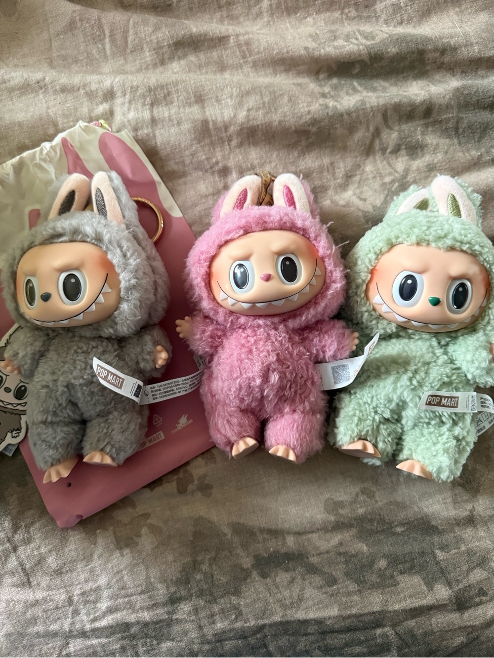 POP MART exciting macaron the monsters Doll Keychain three for cheap